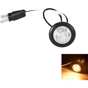 3/4 (.75 Inch) Mini Clear Lens Amber 3 LED Clearance Lamp Round Indicator Fender Side Marker Lights Waterproof with Black Ring Camper Van Truck Trailer Pickup ATV 12V DC 2835 SMD 12V