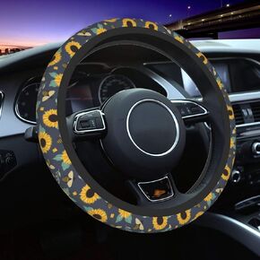 Bee with Sunflowers Universal 15 Inch Steering Wheel Covers Non Slip Neoprene Car Wrap Cover for Adults