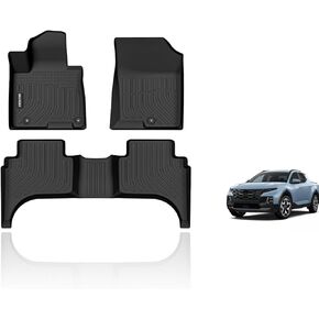 Floor Mats Custom for Hyundai Santa Cruz 2024 2023 2022 All Weather Protection TPE Heavy Duty Non-Slip Automotive Floor Liners Fits Front & 2nd Row Full Set Accessories, Black