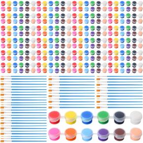 Timgle 336 Pcs Mini Acrylic Paint Set for Kids 12 Colors Acrylic Paint Strips with Brushes Artistic Crafts Container Strips for Kids Adults Classroom Birthday Party Favors(2ml)