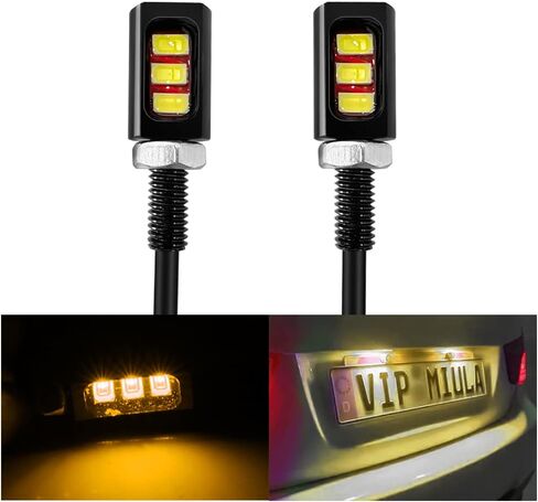 2PCS 12V Aluminum LED License Plate Light, Waterproof Screw Bolt License Plate Lamp, Universal Car Exterior Decoration for Most Vehicles Trucks Motorcycles Bikes (Yellow) in Saudi Arabia