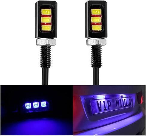 2PCS 12V Aluminum LED License Plate Light, Waterproof Screw Bolt License Plate Lamp, Universal Car Exterior Decoration for Most Vehicles Trucks Motorcycles Bikes (Yellow) in Saudi Arabia