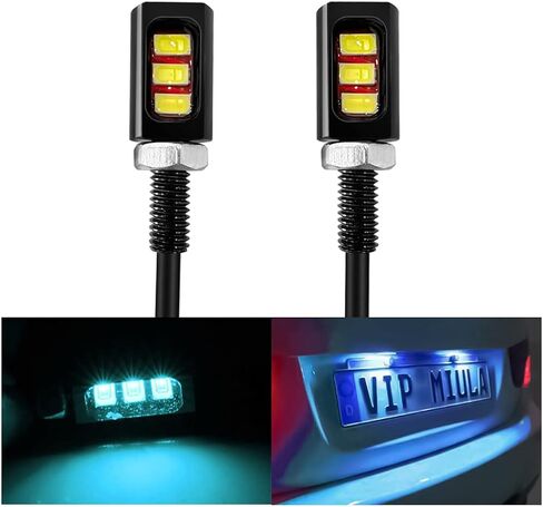 قطعتان من ضوء لوحة الترخيص LED من الألومنيوم 12 فولت، مصباح لوحة ترخيص مقاوم للماء، ديكور خارجي للسيارة عالمي لمعظم المركبات والشاحنات والدراجات النارية (أصفر) in Saudi Arabia