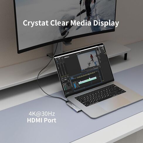 USB C Hub Adapter for MacBook Pro/Air M1M2 2022 2021 2020 13" 15" 16",7 in 2 MacBook Multiport Adapter Accessories with 4K HDMI,2 USB-A 3.0,SD/TF Card,USB-C Data,100W and 40Gbps Thunderbolt 3 in Kuwait