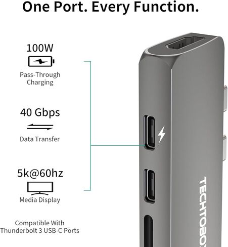 USB C Hub Adapter for MacBook Pro/Air M1M2 2022 2021 2020 13" 15" 16",7 in 2 MacBook Multiport Adapter Accessories with 4K HDMI,2 USB-A 3.0,SD/TF Card,USB-C Data,100W and 40Gbps Thunderbolt 3 in Kuwait