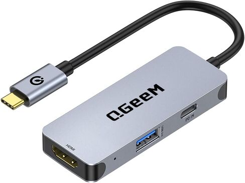 QGeeM USB C to HDMI Adapter 4K, 3 in 1 USB C Hub HDMI USB C Adapter, 100W Fast Charge, Compatible for MacBook Pro/Air/iPad Pro, Samsung Galaxy S10/S9, Surface 8 and More Type C Devices in Kuwait