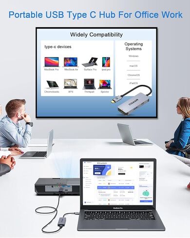 QGeeM USB C to HDMI Adapter 4K, 3 in 1 USB C Hub HDMI USB C Adapter, 100W Fast Charge, Compatible for MacBook Pro/Air/iPad Pro, Samsung Galaxy S10/S9, Surface 8 and More Type C Devices in Kuwait