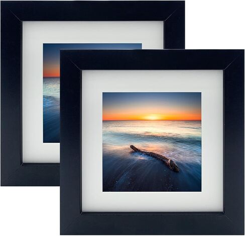 إطار صورة أسود مقاس 7 × 7، إطار صورة مربع مع أدوات تعليق وحامل لعرض الطاولة أو الحائط، عبوتان in Saudi Arabia