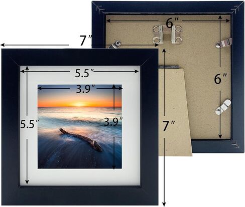إطار صورة أسود مقاس 7 × 7، إطار صورة مربع مع أدوات تعليق وحامل لعرض الطاولة أو الحائط، عبوتان in Saudi Arabia