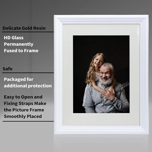 White 11x14 Picture Frames – Display Pictures 8x10 with Mat or 11x14 Without Mat,Perfect for Tabletop or Wall Hanging – Ideal for Dad, Grandpa, Father's Gifts in Saudi Arabia