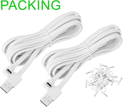 Uogw 2 Pack 10FT Power Charging Cable Compatible with WYZE Battery Cam Pro,USB to 90 Degree Type C Power Charger Cord for WYZE Battery Cam Pro,L-Shaped Flat Power Extension Cable (White) in Saudi Arabia