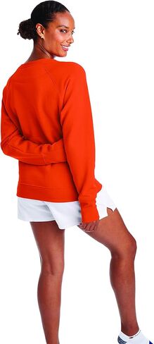 Champion Women's Powerblend Crew, Screen Print Script, Poppy Orange, Large in Saudi Arabia