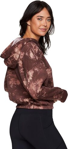 RBX Active Women's Cropped Fleece Sweatshirt, Everyday Midweight Fleece Hoodie in Saudi Arabia