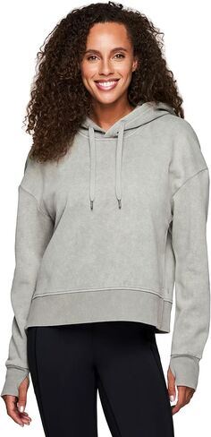 RBX Active Women's Cropped Fleece Sweatshirt, Everyday Midweight Fleece Hoodie in Saudi Arabia