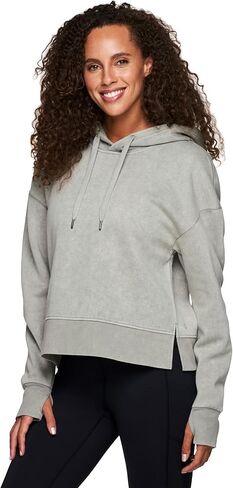 RBX Active Women's Cropped Fleece Sweatshirt, Everyday Midweight Fleece Hoodie in Saudi Arabia