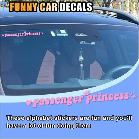 Passenger Princess Car Stickers, Girls Car Window Rearview Mirror Decoration Stickers Universal Cute Queen Letters Initials Stickers, Funny Car Accessories for Women Girls (5 in, Pink) in Kuwait