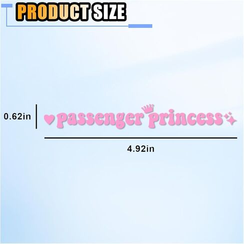 Passenger Princess Car Stickers, Girls Car Window Rearview Mirror Decoration Stickers Universal Cute Queen Letters Initials Stickers, Funny Car Accessories for Women Girls (5 in, Pink) in Kuwait