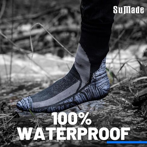 Fishing Socks Waterproof, Womens Mens Wet Weather Cushioned Outdoor Recreation Warm Breathable Athletic Crew Socks for Hiking Golf Wading Gortex Socks 1 Pair (Gray, Small) in Saudi Arabia