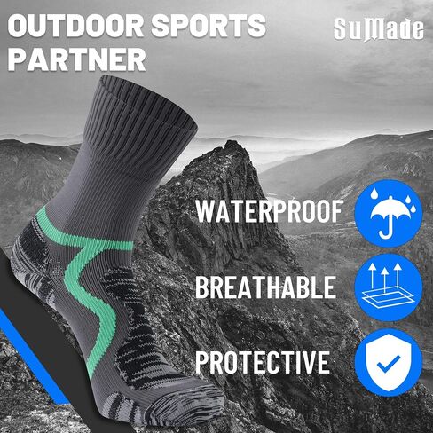 Fishing Socks Waterproof, Womens Mens Wet Weather Cushioned Outdoor Recreation Warm Breathable Athletic Crew Socks for Hiking Golf Wading Gortex Socks 1 Pair (Gray, Small) in Saudi Arabia