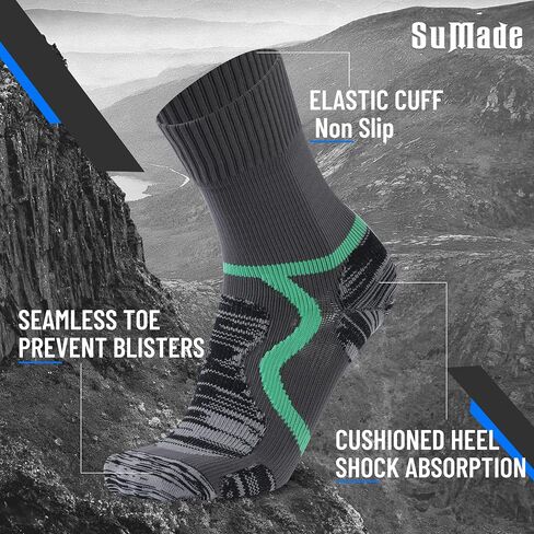 Fishing Socks Waterproof, Womens Mens Wet Weather Cushioned Outdoor Recreation Warm Breathable Athletic Crew Socks for Hiking Golf Wading Gortex Socks 1 Pair (Gray, Small) in Saudi Arabia
