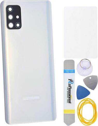 Prism Cube White Plastic Back Cover Replacement for Samsung Galaxy A71 SM-A715F with Rear Camera's Frame and Glass Pre Cut Adhesive and Tool Kit in Saudi Arabia