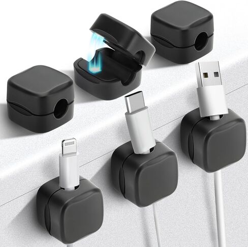 Cable Clips, Under Desk Cable Management, Magnetic Cable Clips Improve Convenience Cable Organizer Holder for Home Office Desk Phone Car Wall Desktop Nightstand (6-Pack) in Saudi Arabia