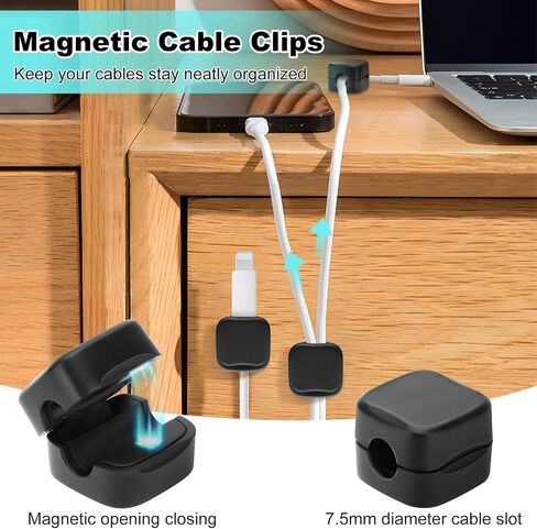 Cable Clips, Under Desk Cable Management, Magnetic Cable Clips Improve Convenience Cable Organizer Holder for Home Office Desk Phone Car Wall Desktop Nightstand (6-Pack) in Saudi Arabia