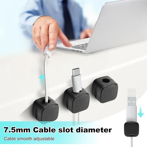 Cable Clips, Under Desk Cable Management, Magnetic Cable Clips Improve Convenience Cable Organizer Holder for Home Office Desk Phone Car Wall Desktop Nightstand (6-Pack) in Saudi Arabia