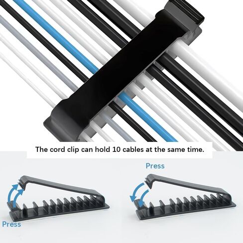 5PCS Cable Clips Self Adhesive Cord Organizer, Charger Cable Management Cord Holder for Desk, 10 Slots Cable Wire Organizer for Home Office Desk Car Phone USB (White) in Saudi Arabia