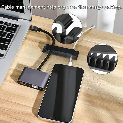 5PCS Cable Clips Self Adhesive Cord Organizer, Charger Cable Management Cord Holder for Desk, 10 Slots Cable Wire Organizer for Home Office Desk Car Phone USB (White) in Saudi Arabia