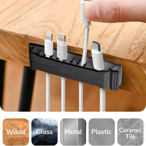 5PCS Cable Clips Self Adhesive Cord Organizer, Charger Cable Management Cord Holder for Desk, 10 Slots Cable Wire Organizer for Home Office Desk Car Phone USB (White) in Saudi Arabia