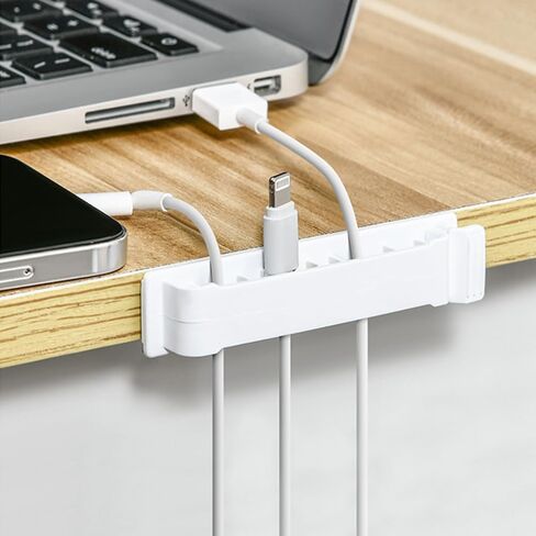 5 قطع من مشابك الكابلات منظم سلك ذاتي اللصق، حامل سلك إدارة كابل الشاحن للمكتب، 10 فتحات منظم سلك الكابل للمنزل والمكتب والسيارة والهاتف USB (أبيض) in Kuwait