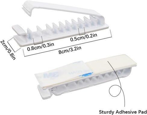 5 قطع من مشابك الكابلات منظم سلك ذاتي اللصق، حامل سلك إدارة كابل الشاحن للمكتب، 10 فتحات منظم سلك الكابل للمنزل والمكتب والسيارة والهاتف USB (أبيض) in Kuwait