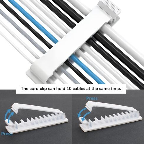 5 قطع من مشابك الكابلات منظم سلك ذاتي اللصق، حامل سلك إدارة كابل الشاحن للمكتب، 10 فتحات منظم سلك الكابل للمنزل والمكتب والسيارة والهاتف USB (أبيض) in Kuwait