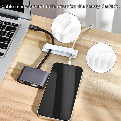 5 قطع من مشابك الكابلات منظم سلك ذاتي اللصق، حامل سلك إدارة كابل الشاحن للمكتب، 10 فتحات منظم سلك الكابل للمنزل والمكتب والسيارة والهاتف USB (أبيض) in Kuwait
