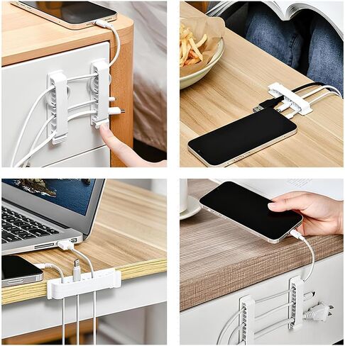 5 قطع من مشابك الكابلات منظم سلك ذاتي اللصق، حامل سلك إدارة كابل الشاحن للمكتب، 10 فتحات منظم سلك الكابل للمنزل والمكتب والسيارة والهاتف USB (أبيض) in Kuwait