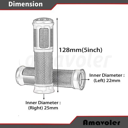 Universal Motorcycle Handlebar Grips Fits for Motorcycles with 7/8" Left Grip and 1" Right. in Saudi Arabia