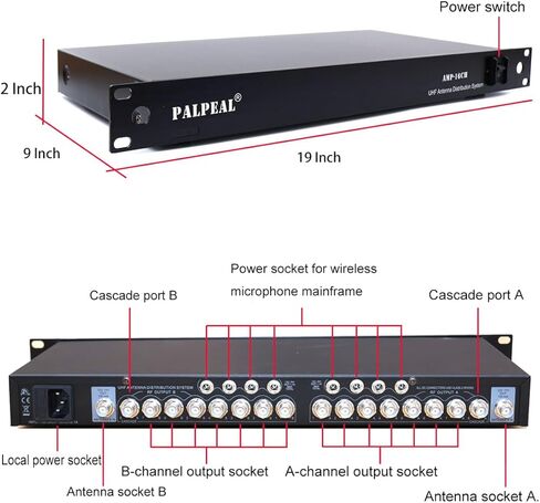 نظام توزيع هوائي لاسلكي UHF مثبت على الحائط بـ 8 اتجاهات AMP-16CH، 14 مخرجًا + 2 منفذ متتالي، هوائي نشط مثبت على الحائط مقاوم للماء/الشمس، مضخم إشارة الميكروفون، 2200 قدم in Kuwait