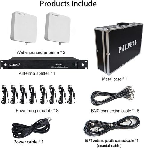 نظام توزيع هوائي لاسلكي UHF مثبت على الحائط بـ 8 اتجاهات AMP-16CH، 14 مخرجًا + 2 منفذ متتالي، هوائي نشط مثبت على الحائط مقاوم للماء/الشمس، مضخم إشارة الميكروفون، 2200 قدم in Kuwait