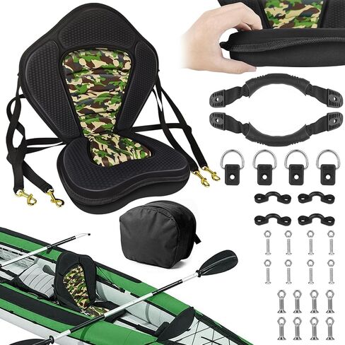 مقعد Vashly Kayak، وسائد مقعد سميكة لقوارب الكاياك، ومقاعد الزورق مع حقيبة تخزين قابلة للفصل، وسادة مقعد كاياك، للتجديف بالكاياك والتجديف وصيد الأسماك in Kuwait