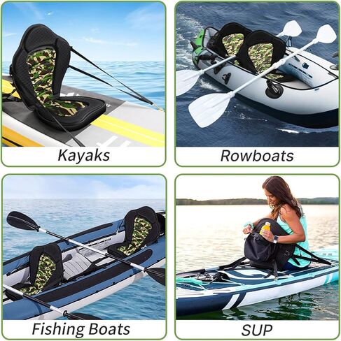 مقعد Vashly Kayak، وسائد مقعد سميكة لقوارب الكاياك، ومقاعد الزورق مع حقيبة تخزين قابلة للفصل، وسادة مقعد كاياك، للتجديف بالكاياك والتجديف وصيد الأسماك in Kuwait