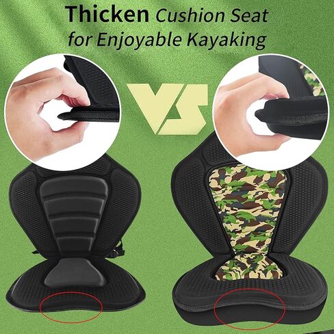 مقعد Vashly Kayak، وسائد مقعد سميكة لقوارب الكاياك، ومقاعد الزورق مع حقيبة تخزين قابلة للفصل، وسادة مقعد كاياك، للتجديف بالكاياك والتجديف وصيد الأسماك in Kuwait