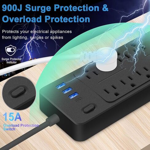 منافذ USB لحماية قطاع الطاقة، محطة شحن سطح المكتب لمنافذ متعددة المنافذ، قابس مسطح، حامل على الحائط، مع محطة إضاءة ليلية، للمنزل والمكتب in Saudi Arabia