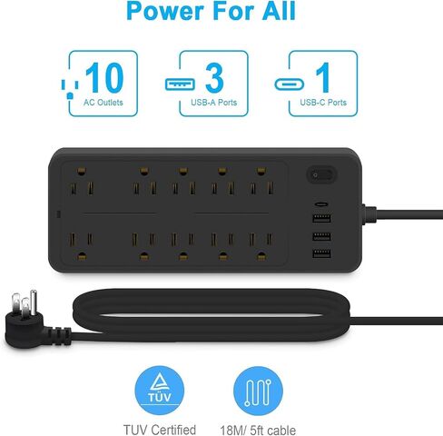 منافذ USB لحماية قطاع الطاقة، محطة شحن سطح المكتب لمنافذ متعددة المنافذ، قابس مسطح، حامل على الحائط، مع محطة إضاءة ليلية، للمنزل والمكتب in Saudi Arabia
