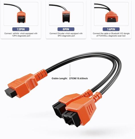 محول كابل FOXWELL Obd2 إلى 12 + 8 متوافق مع موصل كابل FCA Autoauth مناسب لكابل الاختبار الرئيسي لمركبة Chrysler لـ FOXWELL NT604 NT624 NT706 NT716 NT726 NT809 NT809BT NT809TS GT75 GT75S in Saudi Arabia