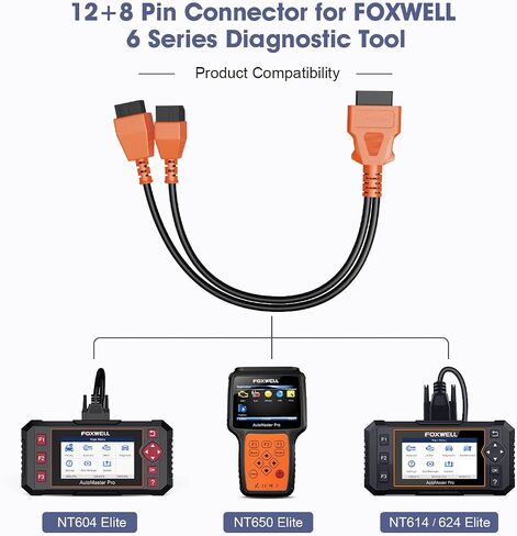 محول كابل FOXWELL Obd2 إلى 12 + 8 متوافق مع موصل كابل FCA Autoauth مناسب لكابل الاختبار الرئيسي لمركبة Chrysler لـ FOXWELL NT604 NT624 NT706 NT716 NT726 NT809 NT809BT NT809TS GT75 GT75S in Saudi Arabia