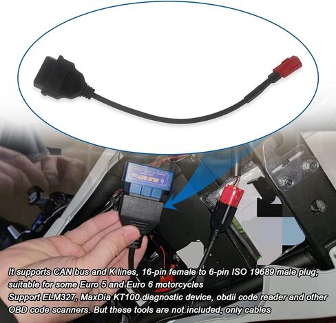Motorcycle 16 pin Female to 6 pin OBD2 Adapter Cable Fits Moto Guzzi Piaggio Vespa Milan Yamaha Harley Davidson and More in Saudi Arabia