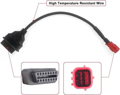 Motorcycle 16 pin Female to 6 pin OBD2 Adapter Cable Fits Moto Guzzi Piaggio Vespa Milan Yamaha Harley Davidson and More in Saudi Arabia
