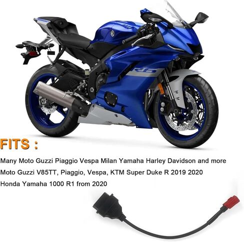 Motorcycle 16 pin Female to 6 pin OBD2 Adapter Cable Fits Moto Guzzi Piaggio Vespa Milan Yamaha Harley Davidson and More in Saudi Arabia
