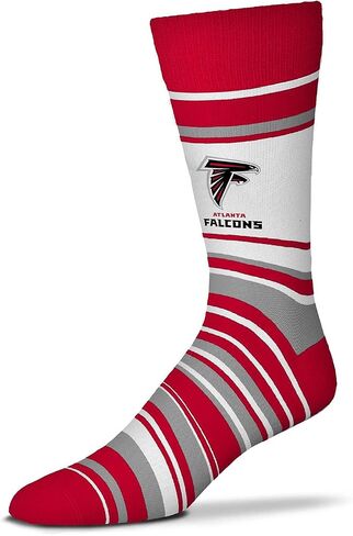 FBF NFL Adult Striped Dress Socks - Premium Quality - Machine Washable - Perfect for Game Day and Everyday Wear (Atlanta Falcons - Red) in Saudi Arabia